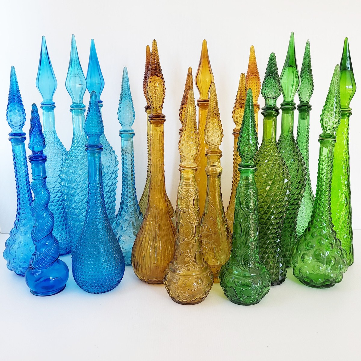 Lot Of 21 Genie Bottles Vintage Empoli Glass Italian 1960S | eBay