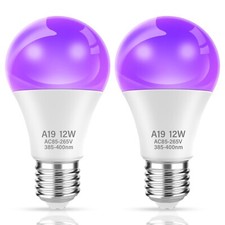 LED UV Black Light Bulb for Halloween Decoration,12W A19 UV Blacklight,100W E...