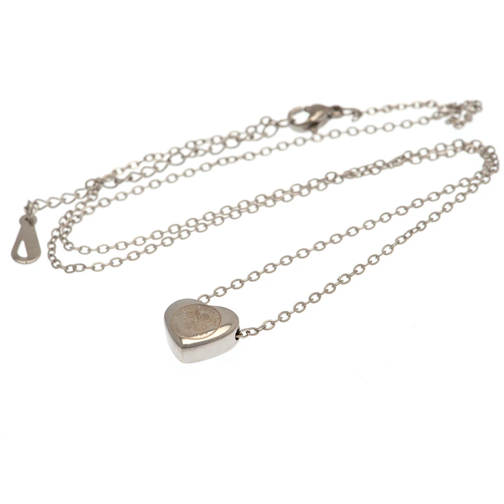 Celtic FC Stainless Steel Heart Necklace Official Celtic Merchandise Great Gift