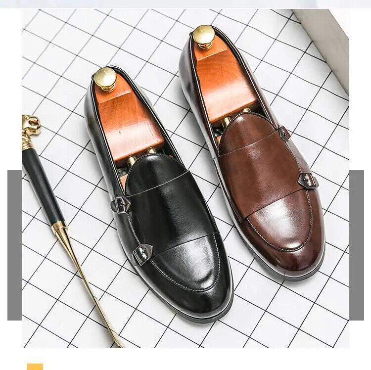 SAOLA Mocassini uomo punta tonda fibbia slip on eleganti formali festa scarpe casual taglia