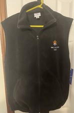 Vintage 2002 Salt Lake Olympics Vest Adult Small Black/Charcoal Zip Up Fleece