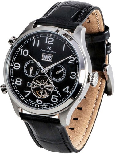 Carl Von Zeyten Orologio Uomo Automatico CVZ0003BK – Cassa Acciaio, Cinturino Pelle, Datario E Mese