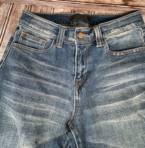 Pantalones de mezclilla KANCAN para hombre 30 x 28 azul bigote pierna recta azul oscuro usados en excelente estado - Imagen 3 de 8