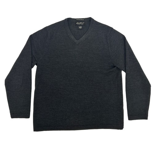 トップス Eddie Bauer dark gray V neck knit Eddie Bauer Men's Relaxed Fit Double Knit Shirt, Crewneck Soft