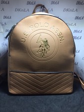 Embossed U.s. Polo Assn. Logo Cognac Colored Backpack Or Handbag W/inside Pocket