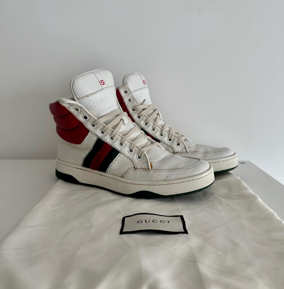 AUTH! GUCCI high top leather sneakers WEB 370504 | eBay AUTH! GUCCI high top leather sneakers WEB 370504 | eBay