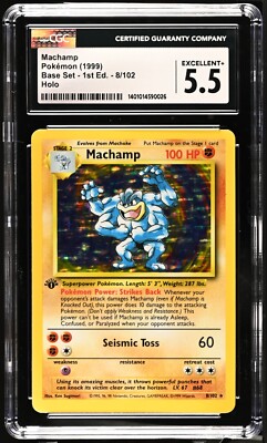 Pokémon TCG Machamp Base Set 8/102 Holo 1st Edition Holo Rare CGC