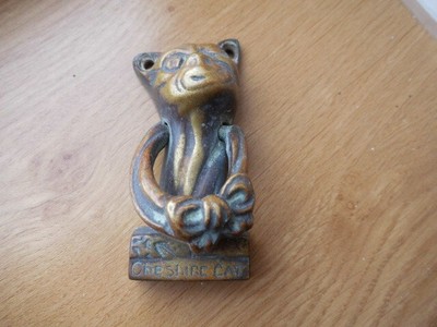  Türklopfer Grinsekatze Vintage klein Messing 