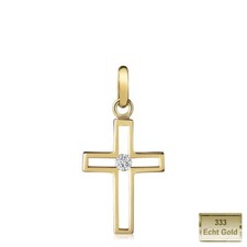 Kreuz Anhänger ECHT GOLD 333, Kette 36 38 40 42 45 50 cm echt Silber  vergoldet.