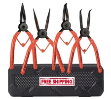 7-inch Snap Ring Pliers Set, 4-piece Heavy Duty Internal/External Circlip Pliers