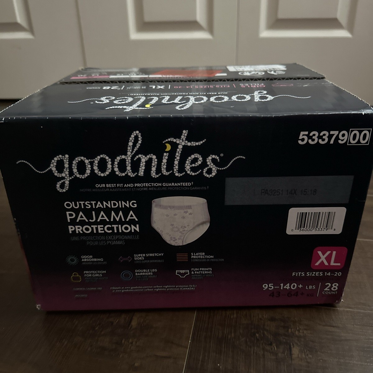 Goodnites Girls XL 95-140+ LBS Nighttime Bedtime Underwear