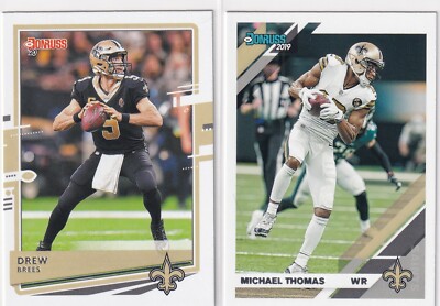 LOT (2) DREW BREES MICHAEL THOMAS NEW ORLEANS SAINTS - 2019-20 DONRUSS E4266