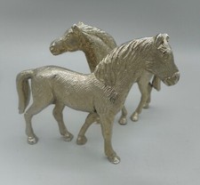 STUNNING  FIGURES  OF TWO SMALL HORSES ~ WHITE METAL - LOVELY WORKMANSHIP .