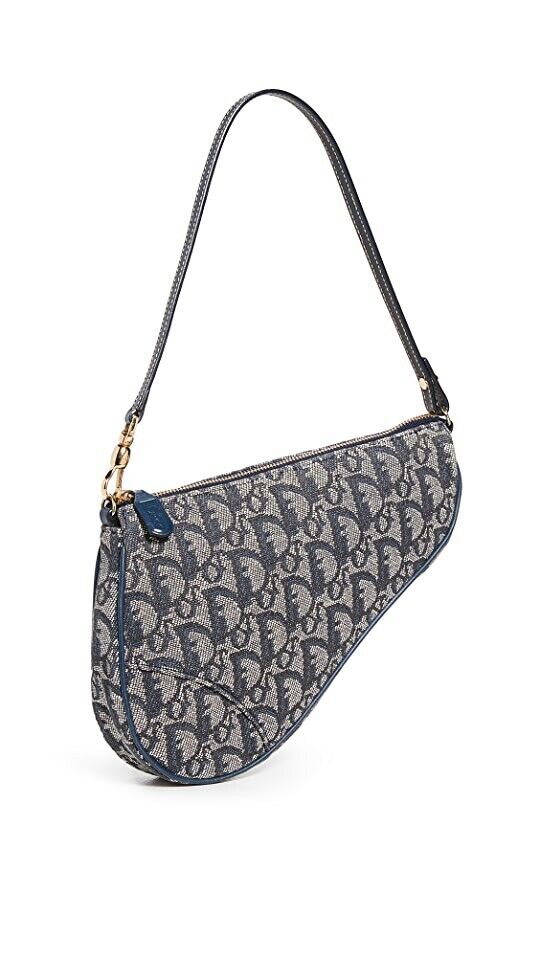 Christian Dior Vintage Saddle Bag MC 1001 Canvas Mini Blue Christian Dior Vintage Saddle Bag MC 1001 Canvas Mini Blue