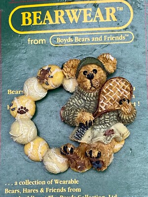 Tennis Racket Ball Game Boyds Bears & Friends Bearware Collection Pin / Brooch  