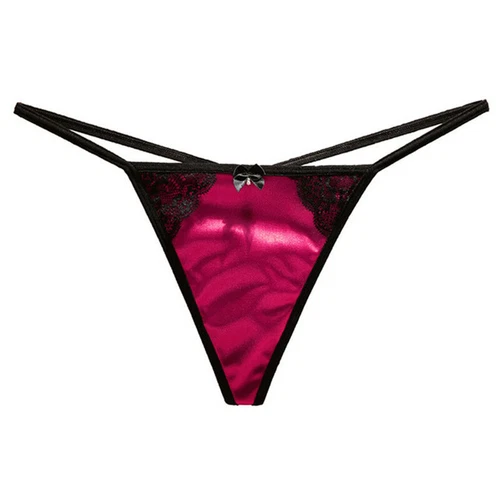 Sexy Womens T-back Panties Satin Thong G-string Briefs Lace Lingeries Underwear - Picture 18 of 27