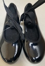 Bloch Techno Tap Shoes Girls 11.5 Black Split Sole Elastic Band Side Snap New