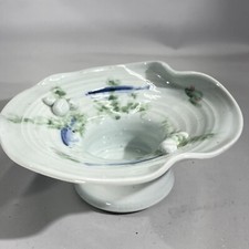 Ancienne brosse à laver d'étang à poissons koï bleu et blanc MARQUÉE