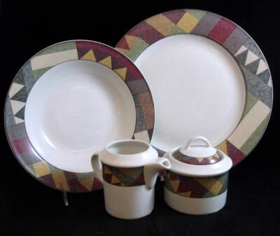 Studio Nova Palm Desert Completer Set Cream and Sugar Chop Plate Vegetable Bowl