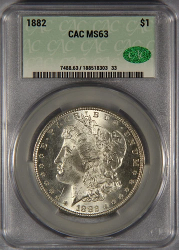 1882 Morgan Silver Dollar CAC MS63 CACG $1
