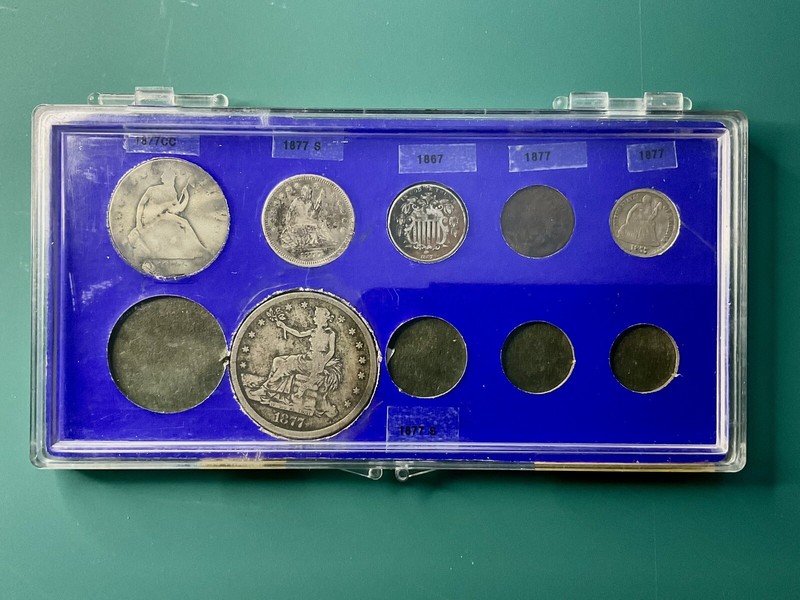 1877 Early Coins Year Set( $1,50c,25c,10c,5c,1c ) See Photos For Details