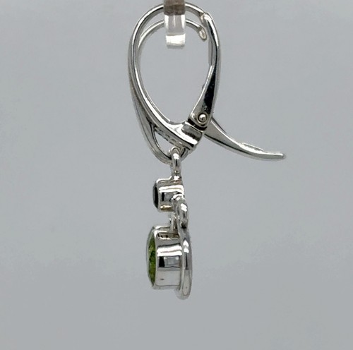 Green PERIDOT Leverback Earrings 925 STERLING SILVER Genuine Natural Gemstone 7e - Picture 8 of 9