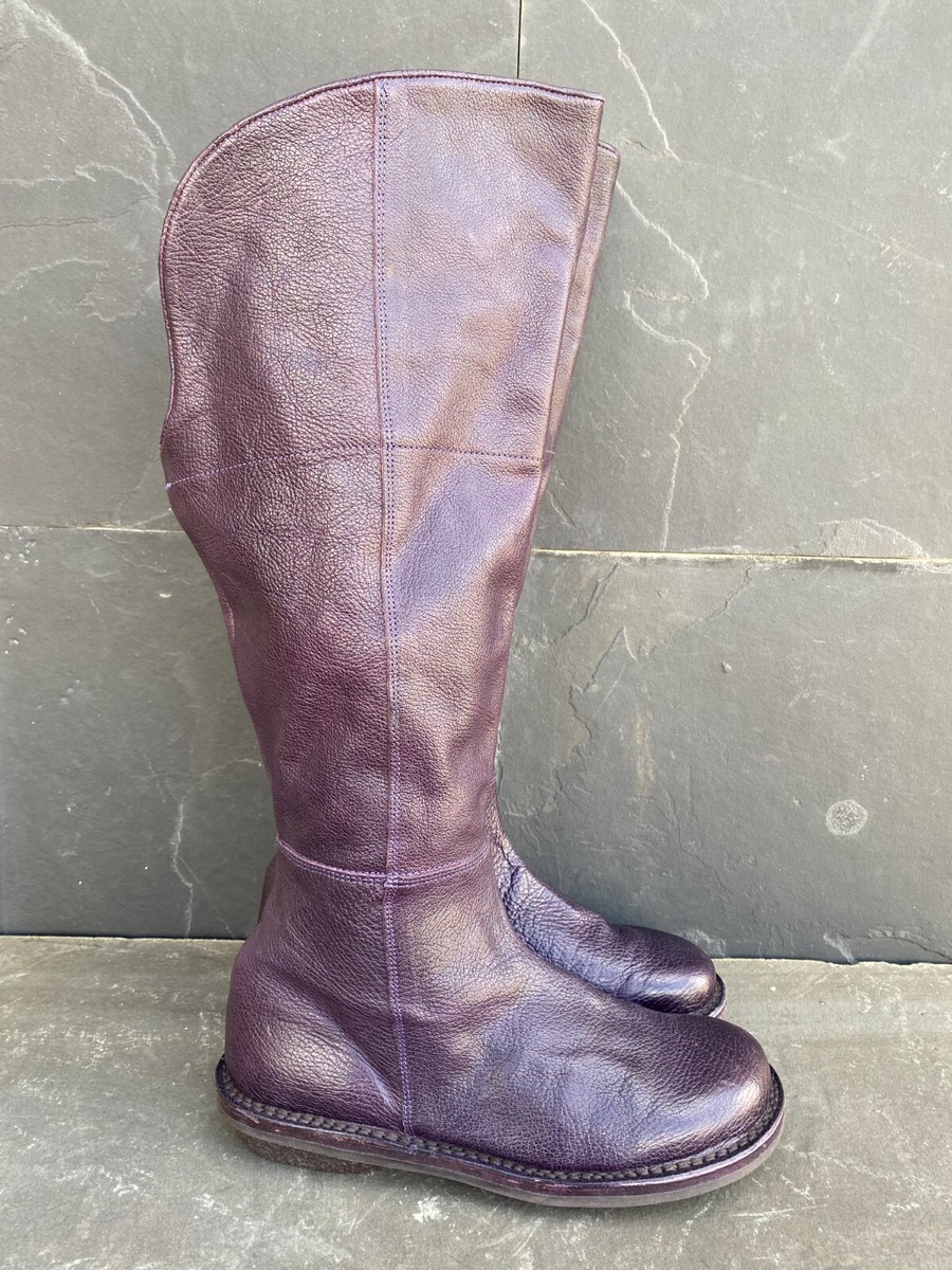 Mint Trippen Tall Biker High Boots Comfort Purple Zip Sz