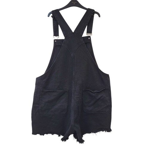 Shein Curve Black Denim Dungaree Shorts UK Women's Size 3XL W36-44 - Picture 2 of 5