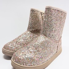 Cat  Jack Glitter Faux Fur Lined Winter Boots Side Zip Girls Size 3