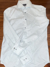 Calvin Klein Slim Fit Non-Iron Pinstripe Light Blue Men's Dress Shirt 14.5 32/33