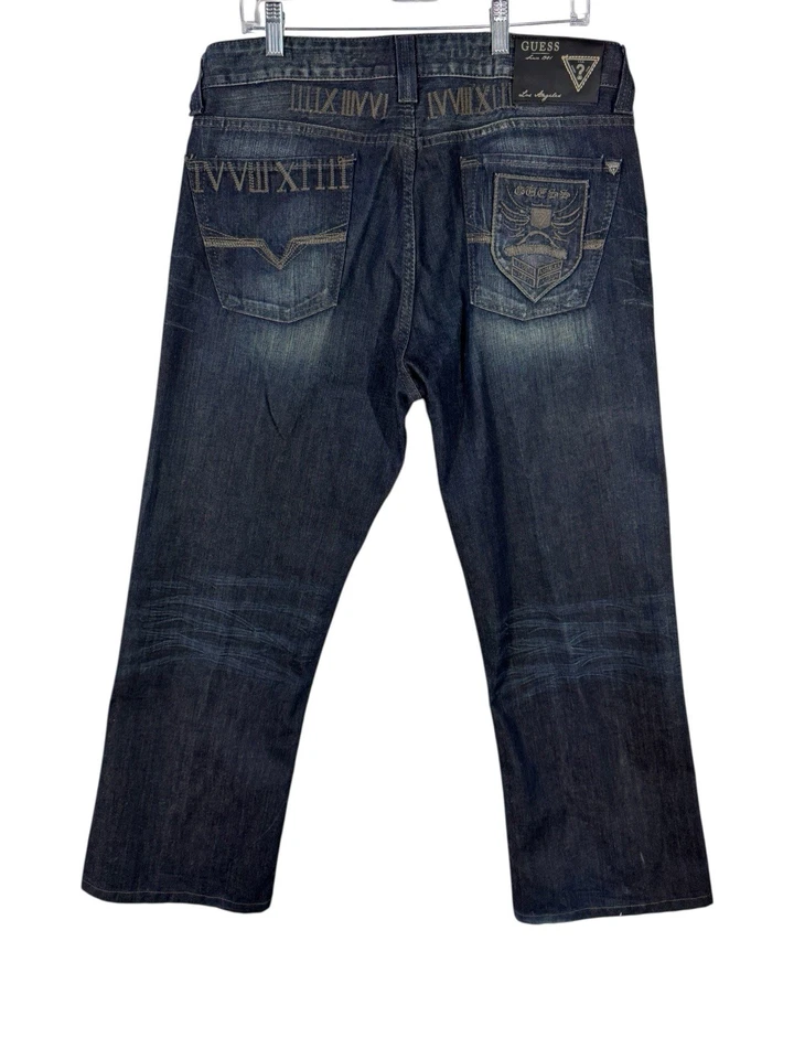 Guess Men’s Desmond Jeans 36W x 27L Blue Denim Relaxed Fit Straight Leg - Image 2 of 4