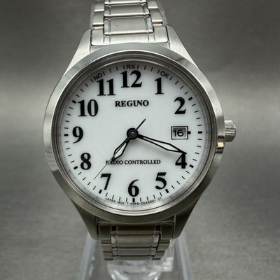 Citizen Reguno Atomic Solar Watch Women 28mm White Dial Steel H0F6-0044G03 Runs
