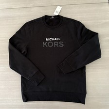Michael Kors Black Crew Neck Sweatshirt Embossed Logo, Size L - NWT