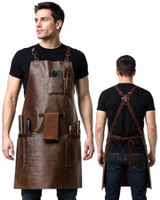 Heavy Duty Leather Work Apron Tool Holder Pockets