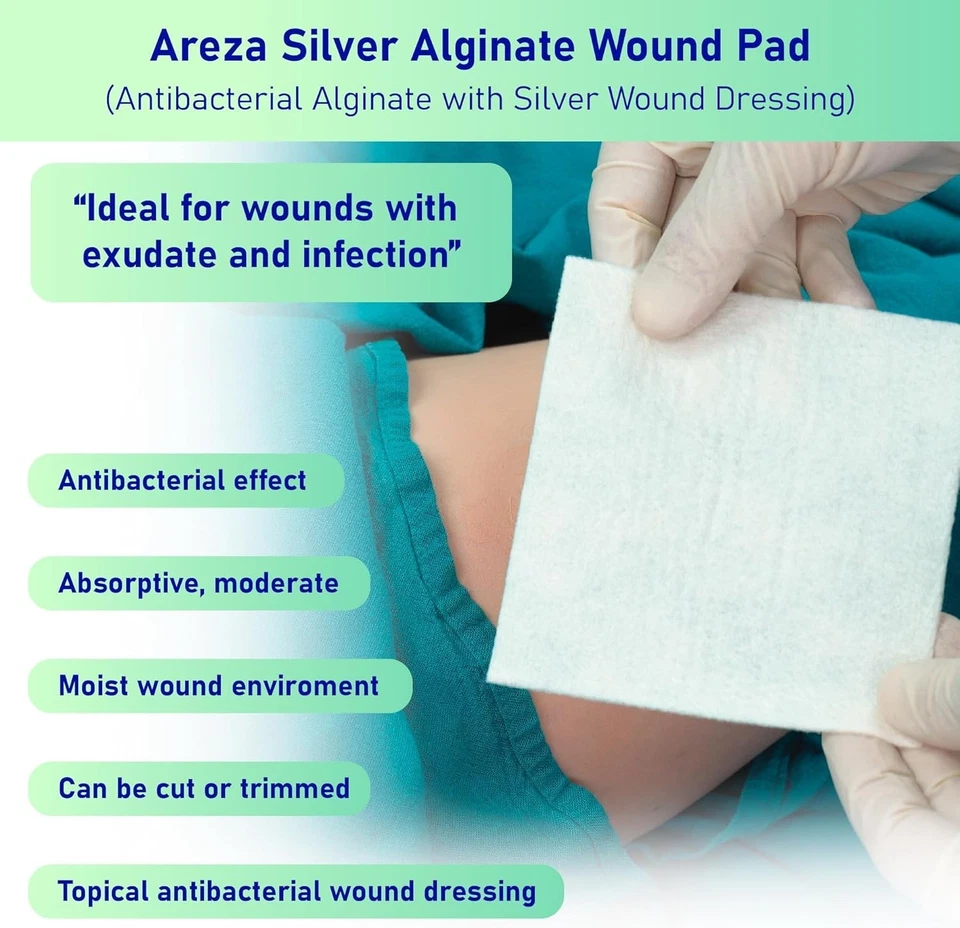 Highly Absorbent Silver Alginate Pads – 4.25"x4.25", 20 Pcs - Image 4 of 4