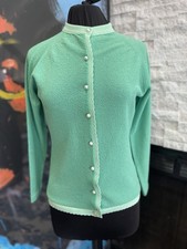 VintageTalbott Travler Mint Green Pearl Buttons Cardigan Size Medium 60s/70s