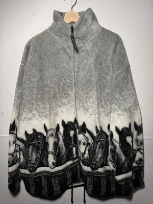 Vintage Radish Countrywear Full Zip Fleece Jacket - horses Scene size XL