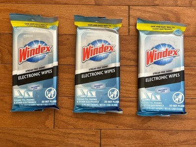 3 Pc Windex Electronic Cleaning Wipes Pre-Moistened Screen Wipes for TVs Phones