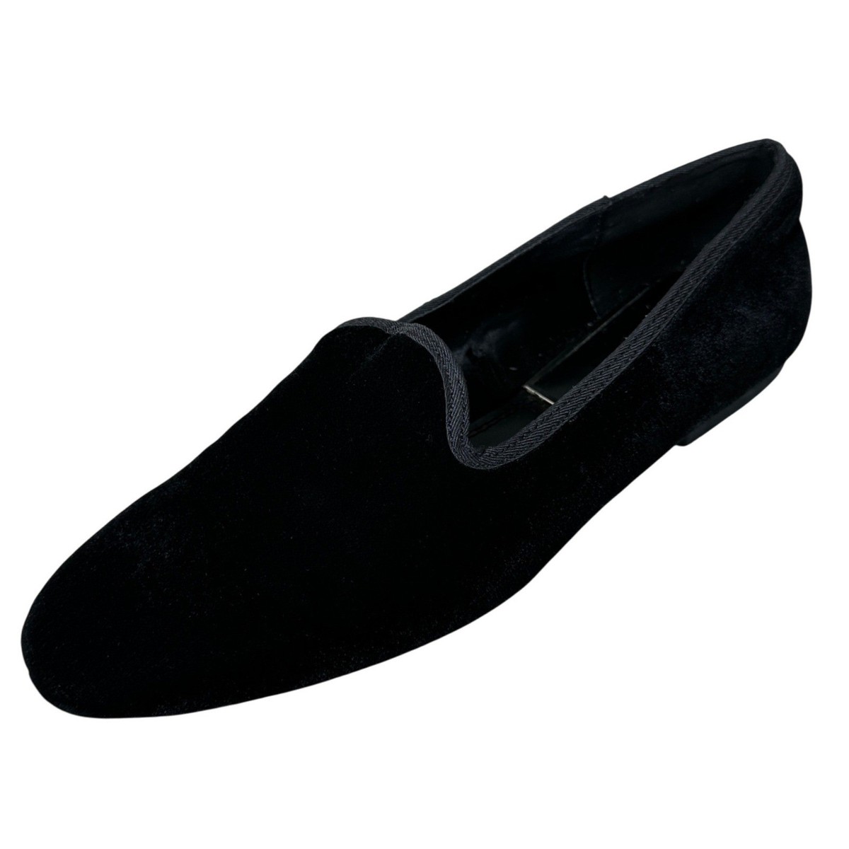NWOB Zara Velvet Embroidered Smoking Loafers Zara Black Velvet Smoking Slippers Venetian Loafers 38 Dark  main image 2