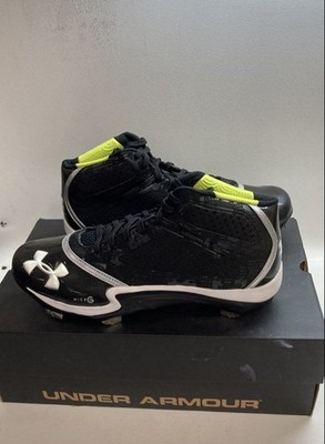 Under Armour UA Heater Mid ST Black Baseball Cleats DS MLB Auth