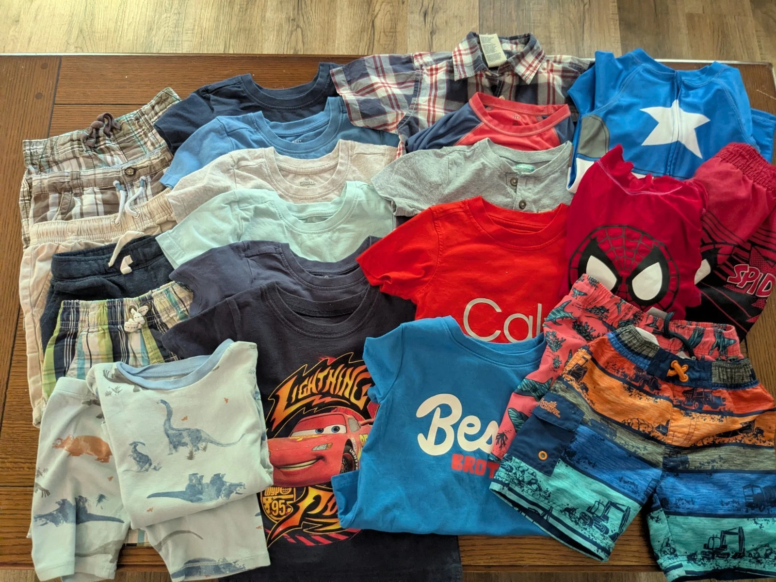 Lot 23 pc Toddler Boys 3T Summer Clothing Tops (11), Shorts (6) PJs & Swimwear