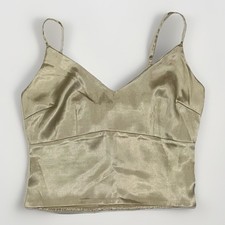 Abercrombie  Fitch Silky Cropped Tank Camisole Top Champagne Size M EUC