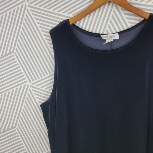 Vintage Velvet Dress Size 24/26W Stretchy Goth black lbd Midi Sleeveless - Picture 3 of 5