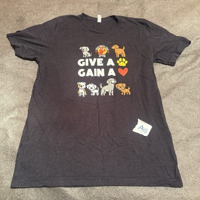 Adopt Pets Mens TShirt L Large Black Tee Shirt Dogs Short Sleeve Crew Neck