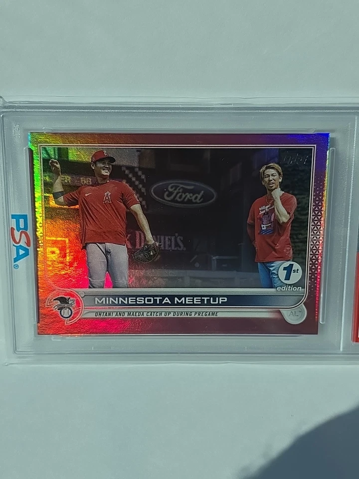 2022 Topps Shohei Ohtani SSP!! 5/10 Series 1 1st Edition HOT PINK  PSA NM-MT 8 - Image 2 of 4