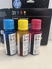 HP Original Ink 31 Yellow Cyan Magenta 3/4 Full Each Expires 9/2026 Open Box