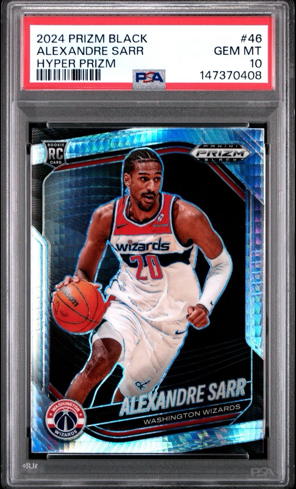 Rare PSA 10 2024-25 Prizm Black Alexandre Sarr Rookie #46 SILVER Hyper POP/9 🔥