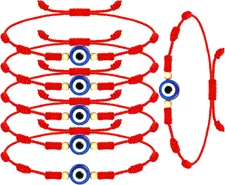 6 Pcs Red Evil Eye Bracelets Evil Eye 7 Knot Lucky Bracelets Adjustable Red Stri