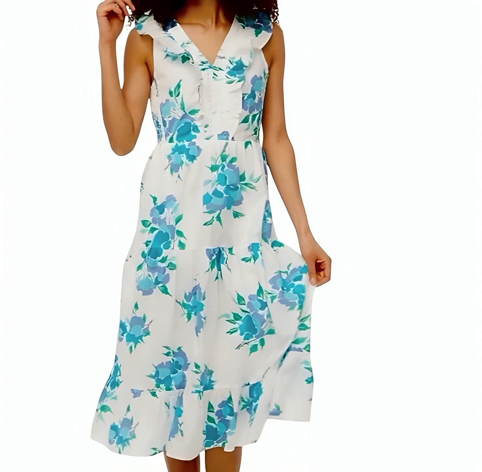 J. Crew $128 Floral Smocked Ruffle Sleeveless Dress Size 0 NWT
