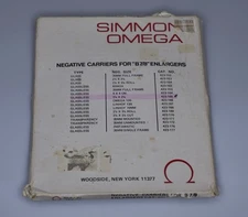 Simmon Omega 2-1/4" x 2-1/4" Glassless Negative Carrier for B7/B8 Enlarger w/box